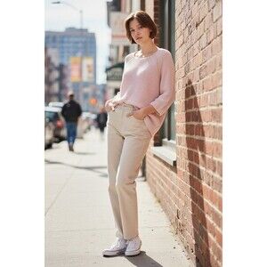 Chico’s Women’s Top Size 3 (xl) Ribbed 3/4 Sleeve Knit Sweater Pale Pink